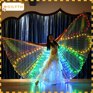 Moilyth ปีกผีเสื้อเรืองแสง LED สีรุ้ง สําหรับเต้นระบําหน้าท้อง ปาร์ตี้