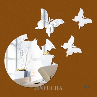 Jinfucha LRM สติกเกอร์กระจก ลายผีเสื้อ 3D DIY สําหรับติดตกแต่งผนังบ้าน ห้องนอน ห้องน้ํา 4 ชิ้น