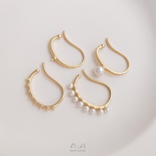 คลิปต่างหู ประดับมุก คริสตัล 14k แฮนด์เมด DIY