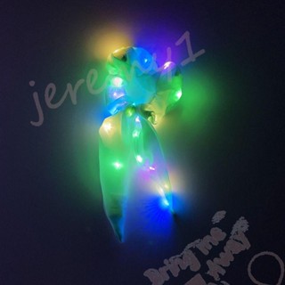 Jeremy1 ยางรัดผมหางม้า แบบเรืองแสง LED สีแคนดี้ สําหรับปาร์ตี้