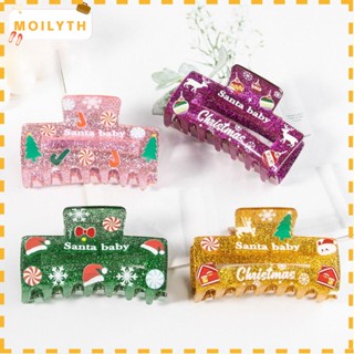 Moilyth กิ๊บติดผม ลายซานตาคลอส ต้นคริสต์มาส น่ารัก กันลื่น อุปกรณ์เสริม สําหรับจัดแต่งทรงผม 2 ชิ้น