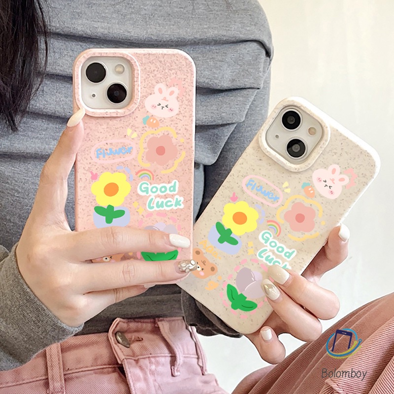 เคสโทรศัพท์ข้าวสาลีคู่ for Iphone 11 12 13 14 15 Pro Max XR 7 6 8Plus X XS SE เดซี่สีเหลือง อ่อนนุ่ม สีชมพูขาว เคสมือถือ