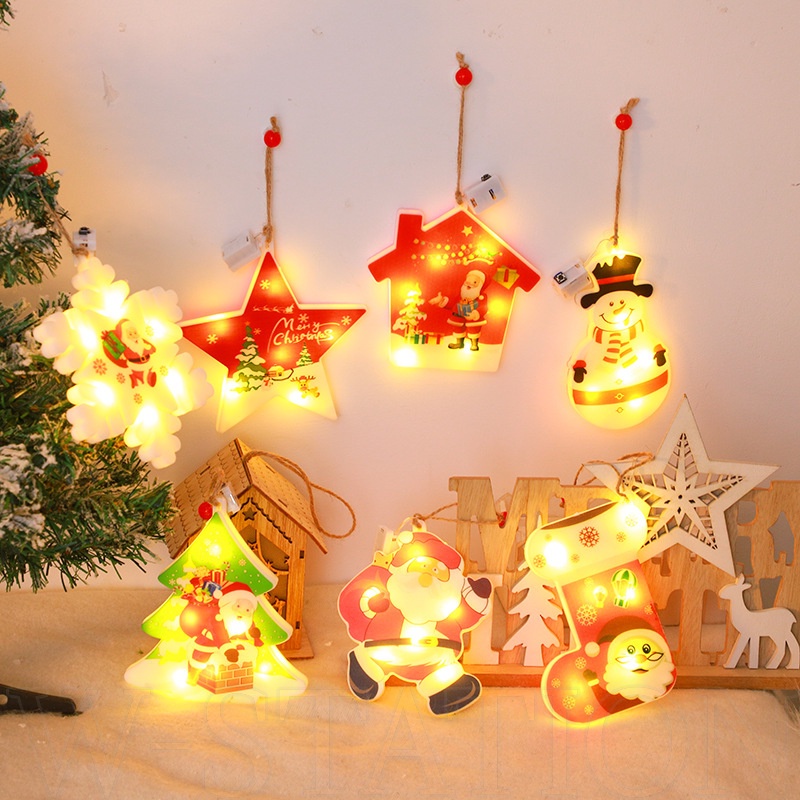 โคมไฟ LED รูปซานตาคลอส ใช้แบตเตอรี่ สําหรับแขวนตกแต่งต้นคริสต์มาส