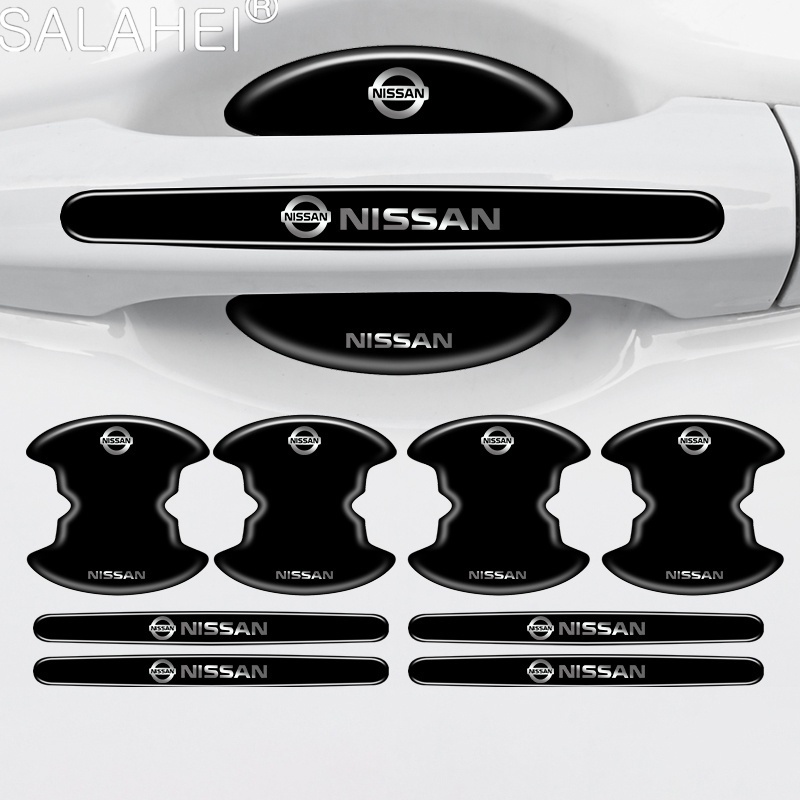 8 ชิ้นรถประตูป้องกันรถประตูชามสติกเกอร์ Anti Scratch สติกเกอร์สําหรับ Nissan Qashqai J11 J10 X-Trail T32 Juke Tiida Leaf Nismo Altima หมายเหตุ Micra อุปกรณ์เสริม