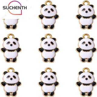 Suchenth จี้รูปแพนด้าน่ารัก ขนาด 0.71*0.45 นิ้ว สีดํา และสีขาว DIY 20 ชิ้น