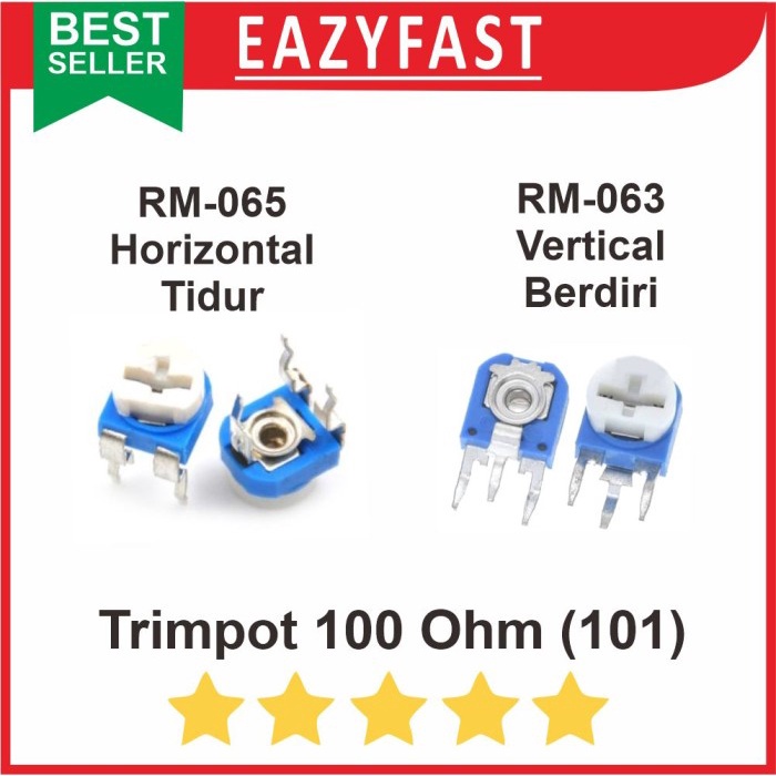 Trimpot 101 R100 R 100 Ohm Potentiometer Variable Resistor VR Trimmer RM