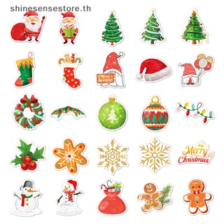 Shine สติกเกอร์เลเซอร์ ลาย Merry Christmas สําหรับตกแต่งกระเป๋าเดินทาง สเก็ตบอร์ด DIY 50 100 ชิ้น