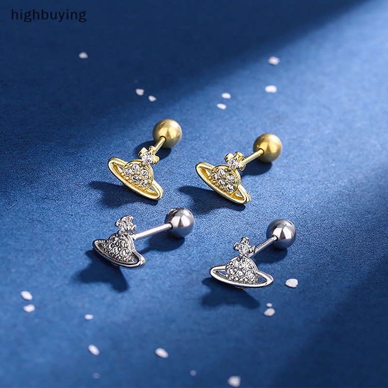 [highbuying] 1 คู่ คริสตัลเพทาย ต่างหูสตั๊ด ดาวเคราะห์ สําหรับผู้หญิง บุคลิกภาพ สกรู ต่างหูกระดูกอ่อน กระดูกอ่อน เกลียว เครื่องประดับใหม่ พร้อมส่ง