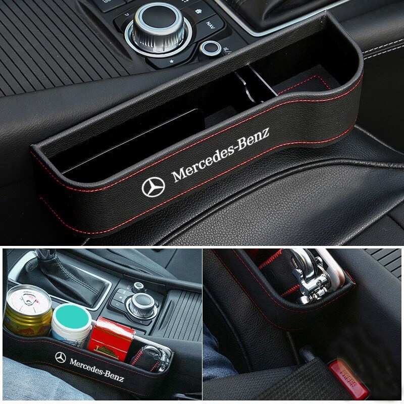 กล่องเก็บของ แบบหนัง สําหรับช่องว่างเบาะรถยนต์ Mercedes Benz