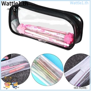 Wttle กระเป๋าดินสอ PVC ใส มีซิป กันน้ํา จุของได้เยอะ สําหรับนักเรียน