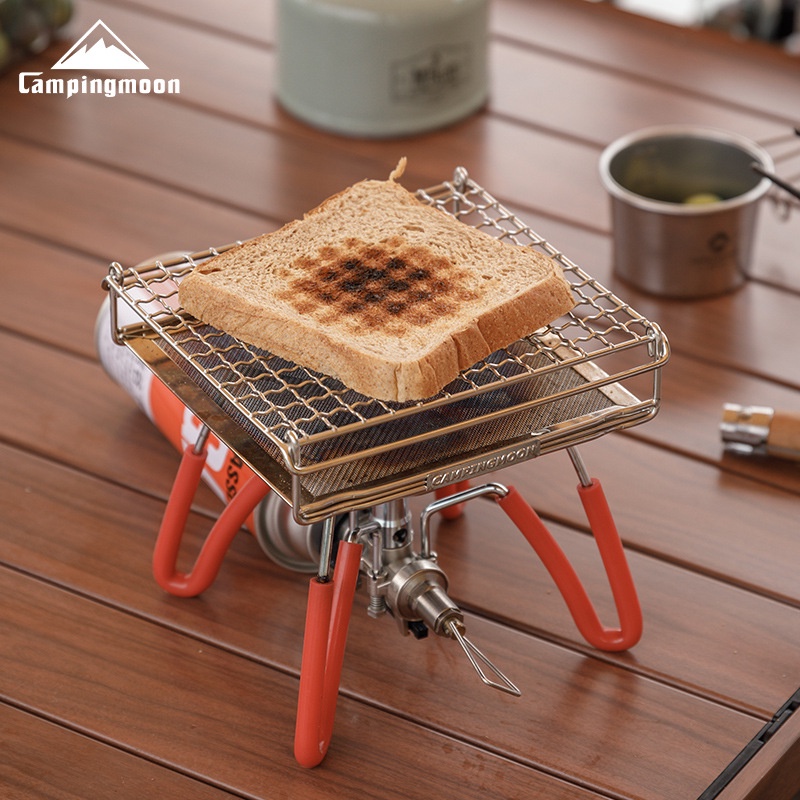 จัดส่งที่รวดเร็ว Campingmoon US-1312 Toast Grill Bread Grill สแตนเลสคุณภาพสูงพร้อมแผ่นอบ, ย่าง, สแตนเลส 304, พับเก็บได้, เหมาะสําหรับการตั้งแคมป์กลางแจ้ง