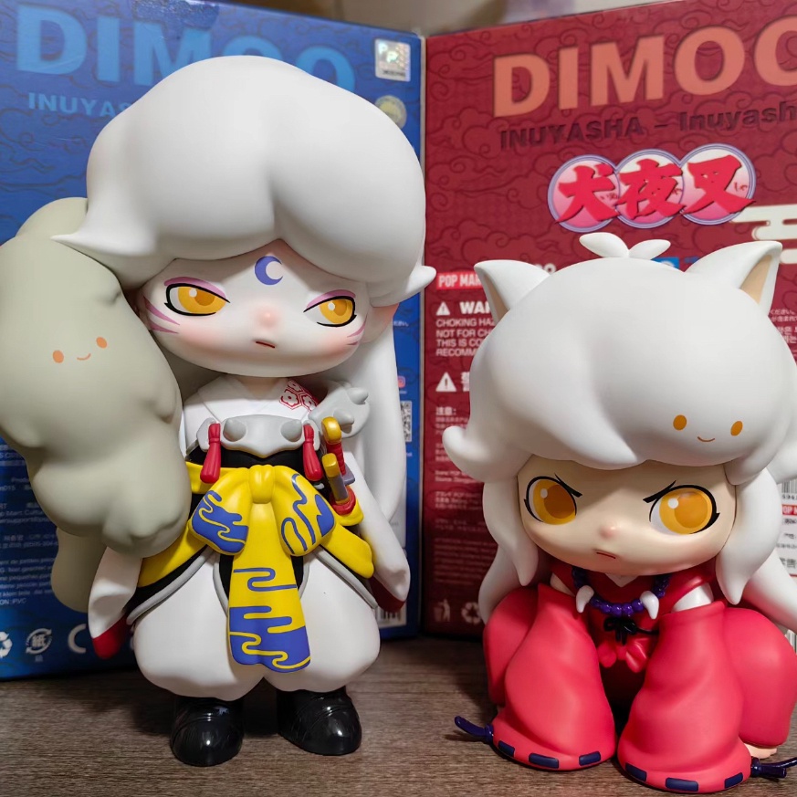 【ของแท้】POPMART Dimoo Inuyasha Series ตุ๊กตาฟิกเกอร์ Inuyasha &amp; Sesshomaru ขนาดใหญ่ ของขวัญ สําหรับตกแต่ง