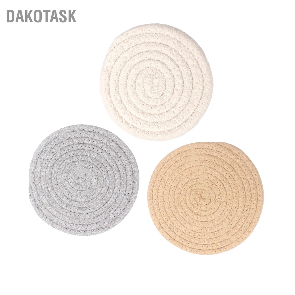 DAKOTASK ถ้วยPadรอบผ้าฝ้ายทอด้ายHandmade 4.3inฉนวนกันความร้อนหนาอเนกประสงค์เครื่องดื่มCoasterสำหรับโต๊ะห้องครัว