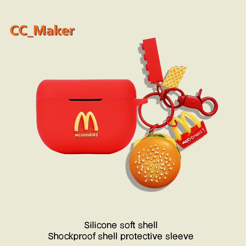 For Jabra Elite 10 Case Cartoon Burger Keychain Pendant Cute Sailor Moon Jabra Elite 10 Silicone Sof