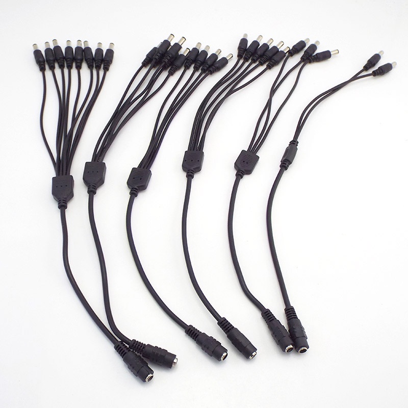 2.1*5.5 มม.1 หญิง 2 3 4 5 8 ชาย DC Power Splitter ปลั๊กสายสําหรับกล้องวงจรปิดความปลอดภัยกล้องอุปกรณ์เสริมอะแดปเตอร์จ่ายไฟ THH1