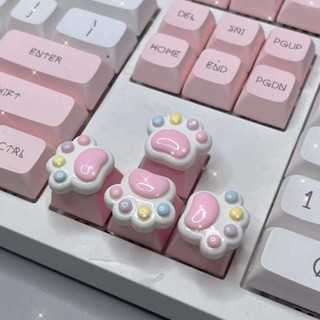 ปุ่มกดคีย์บอร์ด ลายการ์ตูนอุ้งเท้าแมว สีชมพู R4 ESC DIY