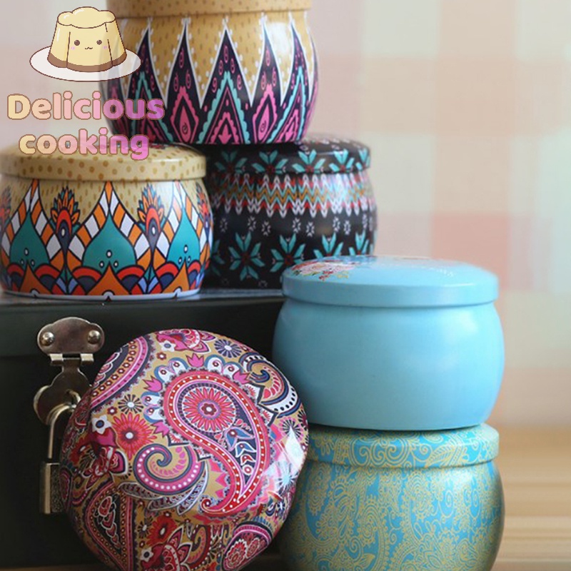 [Delicious Cooking] กล่องดีบุก ลายดอกไม้ สไตล์เรโทร สําหรับใส่ชา ลูกกวาด ของขวัญ [ใหม่]
