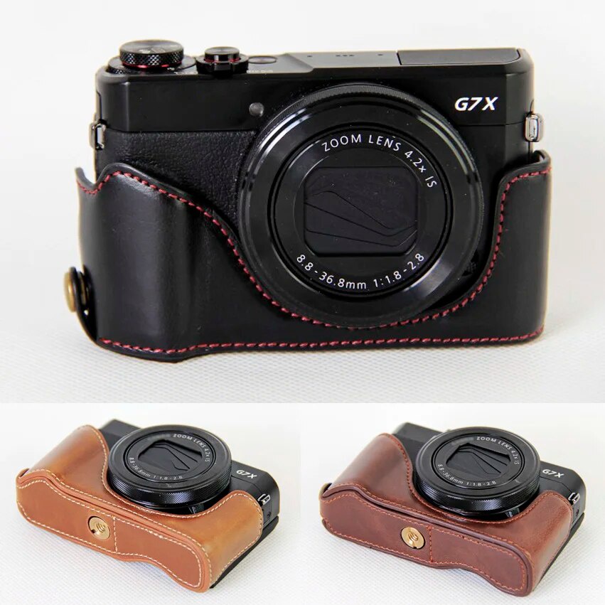 Genuine Real Leather Half Camera Case Grip for canon PowerShot G7X Mark II