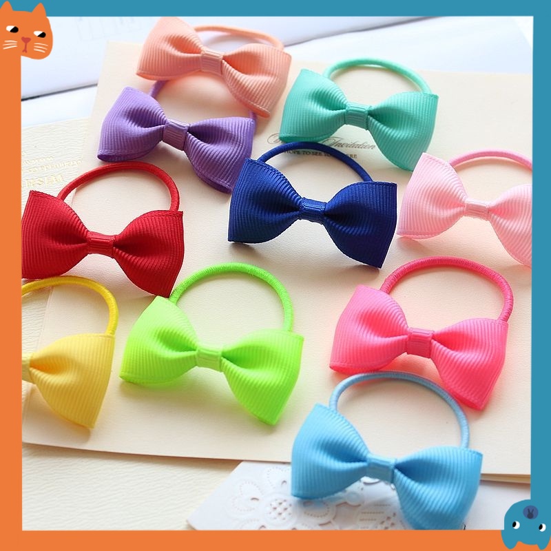 10ชิ้น/แพ็ค แหวนผมสีลูกกวาดสัตว์เลี้ยง เครื่องประดับผมสัตว์เลี้ยง กิ๊บติดผมสัตว์เลี้ยง กิ๊บติดผมขนาดเล็กสัตว์เลี้ยง กิ๊บติดผมสุน