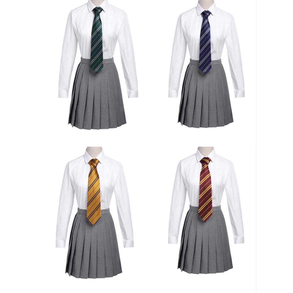 ชุดคอสเพลย์ Harry Potter Tie Merchandise Hermin Preppy Style กระโปรงพลีท สีเทา สําหรับผู้ใหญ่ และเด็ก