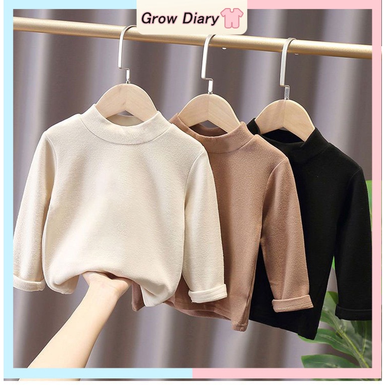 เสื้อแขนยาว คอเต่า สีพื้น ให้ความอบอุ่น สําหรับเด็กอายุ 1-7 ปี