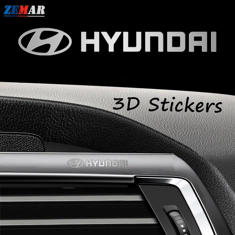 สติกเกอร์โลหะ ลายโลโก้รถยนต์ 3D สําหรับติดตกแต่งภายในรถยนต์ Hyundai Ioniq 5 Creta Stargazer Kona H1 Staria