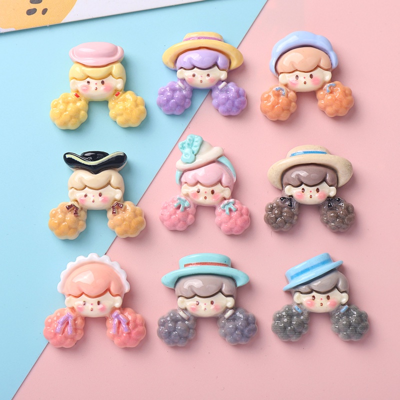 10ชิ้นน่ารักข้าวโพดคั่วสาวเรซิ่นเสน่ห์สําหรับ ทําเอง (3-50)