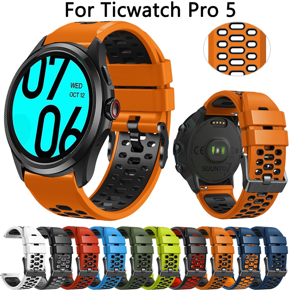 สายนาฬิกาข้อมือซิลิโคน 24 มม. อุปกรณ์เสริม สําหรับ TicWatch Pro 5 TicWatch Pro5 Suunto 7 9