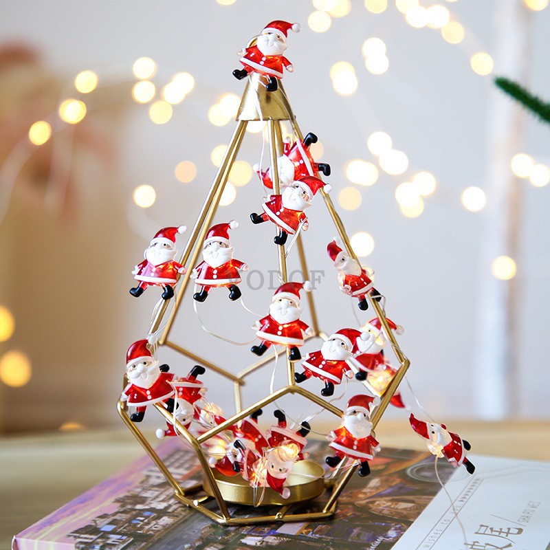 20led Santa Claus คริสต์มาสไฟ LED String แบตเตอรี่ดําเนินการต้นคริสต์มาสตกแต่งต้นคริสต์มาส