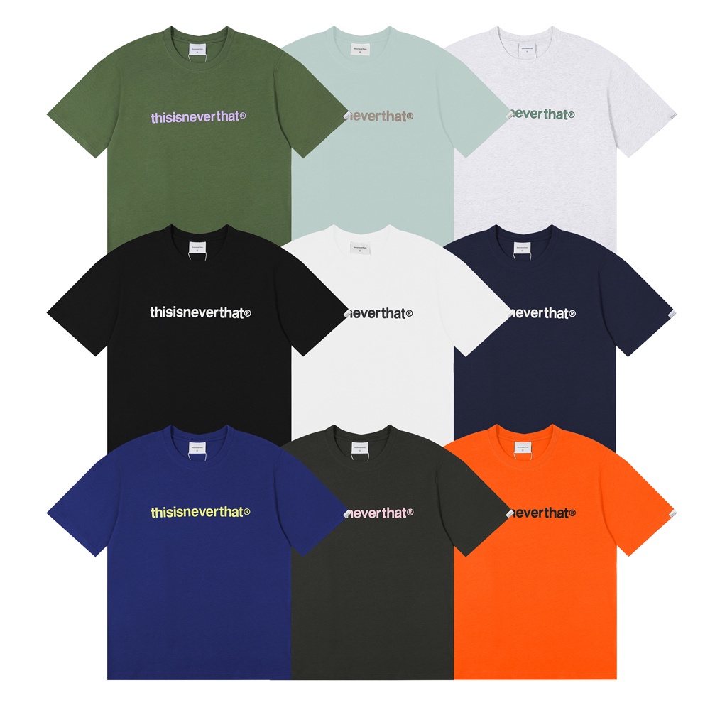 มีหลายสี เสื้อยืดแขนสั้นลําลอง พิมพ์ลายโลโก้ Thisneverthat สีดํา สําหรับผู้ชาย และผู้หญิง มี 9 สี