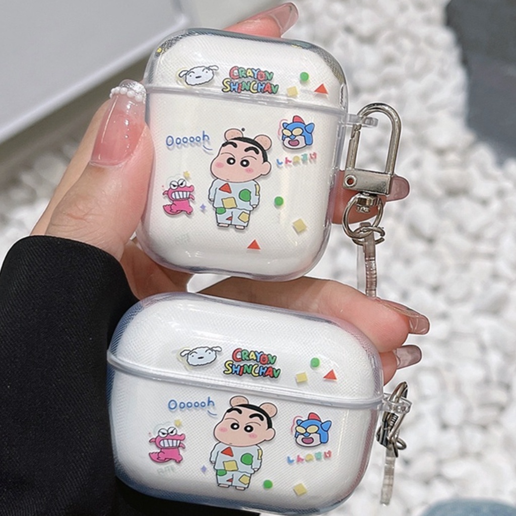เคสหูฟัง TPU นิ่ม กันกระแทก กันหาย ลายชินจัง พร้อมจี้ สําหรับ Airpods Pro 2 3 1