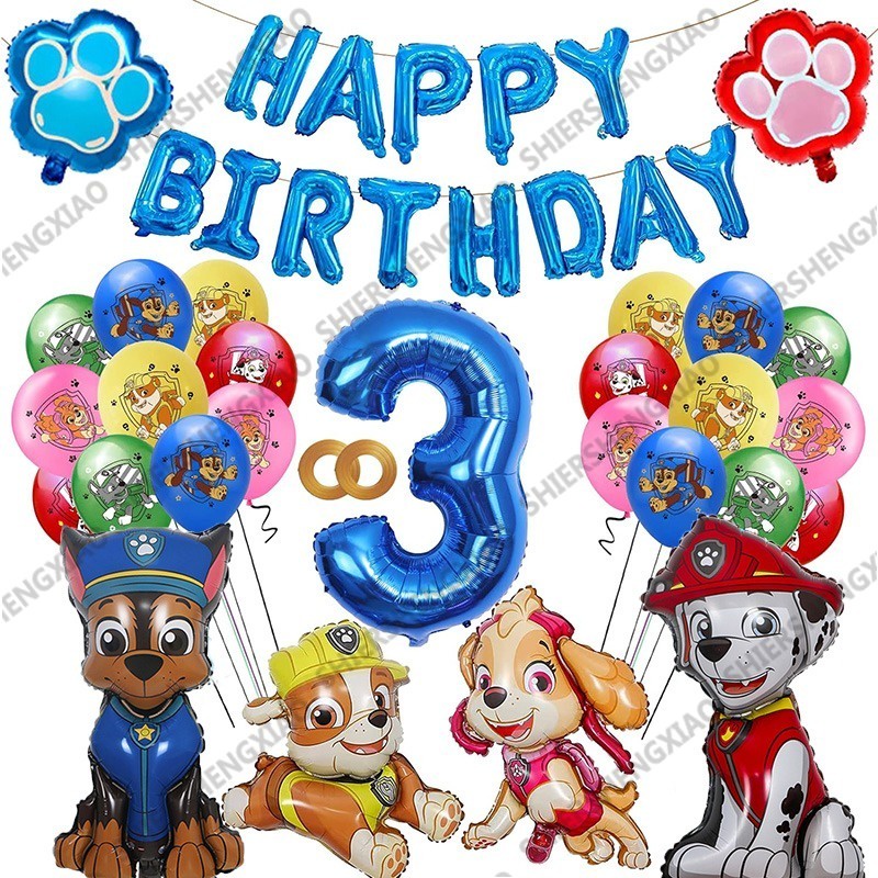 ลูกโป่งยาง ธีมปาว์ PAW Patrol 30 ชิ้น และลูกโป่งอลูมิเนียมดิจิทัล 32 นิ้ว สําหรับตกแต่งปาร์ตี้วันเกิดเด็ก