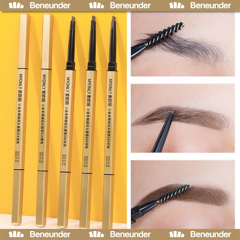 2 in 1 ดินสอเขียนคิ้ว หมุนอัตโนมัติ เริ่มต้น เติม กันน้ํา แปรงเขียนคิ้ว ติดทนนาน