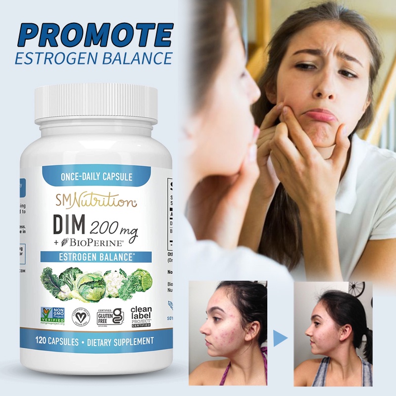 Diindolmethane อาหารเสริม - พร้อมปิเปอรีน - สําหรับ Hormone Balance - บรรเทาสายตาสั้น - PCOS