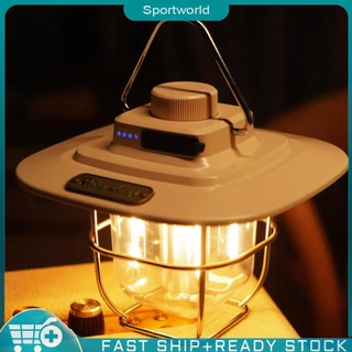 ❀Sportworld ❀[จัดส่งในพื้นที่] โคมไฟตั้งแคมป์ LED หรี่แสงได้ ย้อนยุค ตั้งแคมป์ พร้อมตะขอ สําหรับอุปกรณ์กลางแจ้ง