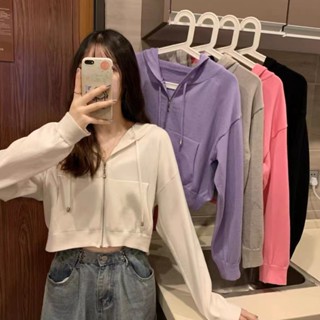 เสื้อฮูดวอร์มแขนยาวแต่งซิปหน้าผ้านุ่มเหมาะกับหน้าหนาว​ แบบพา…