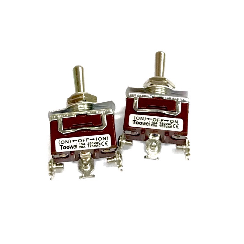 Switch สวิตช์โยก 3 ทางแบบกดแล้วเด้งกลับ 2 ทาง ซ้าย ขวา (ON)-OFF-(ON ) 3 ขาแบบขันน็อต