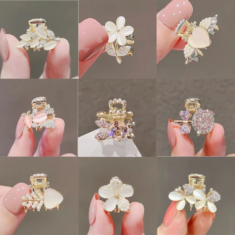 กิ๊บติดผมโลหะ ประดับไข่มุก พลอยเทียม ขนาดเล็ก สวยหรู
