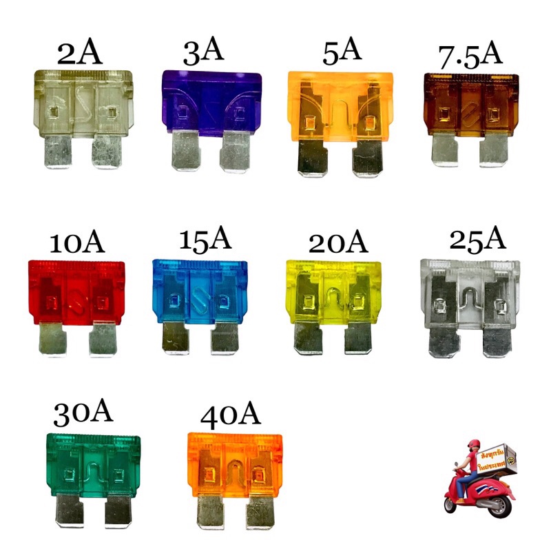 Fuse ฟิวส์รถยนต์ขนาดใหญ่ (แพ็ค 5,10ชิ้น)มี 2A,3A,5A,7.5A,10A,15A,20A,25A,30A,40A