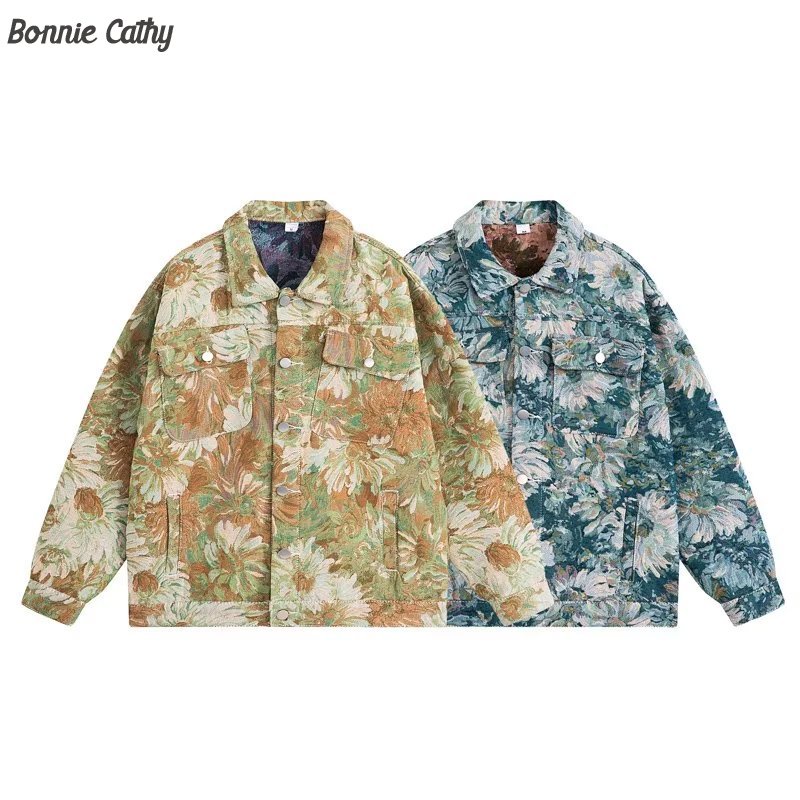 เสื้อแจ็กเก็ตยีนเบสบอลลําลอง พิมพ์ลาย Bonnie Cathy แฟชั่นฤดูใบไม้ผลิ สําหรับผู้ชาย