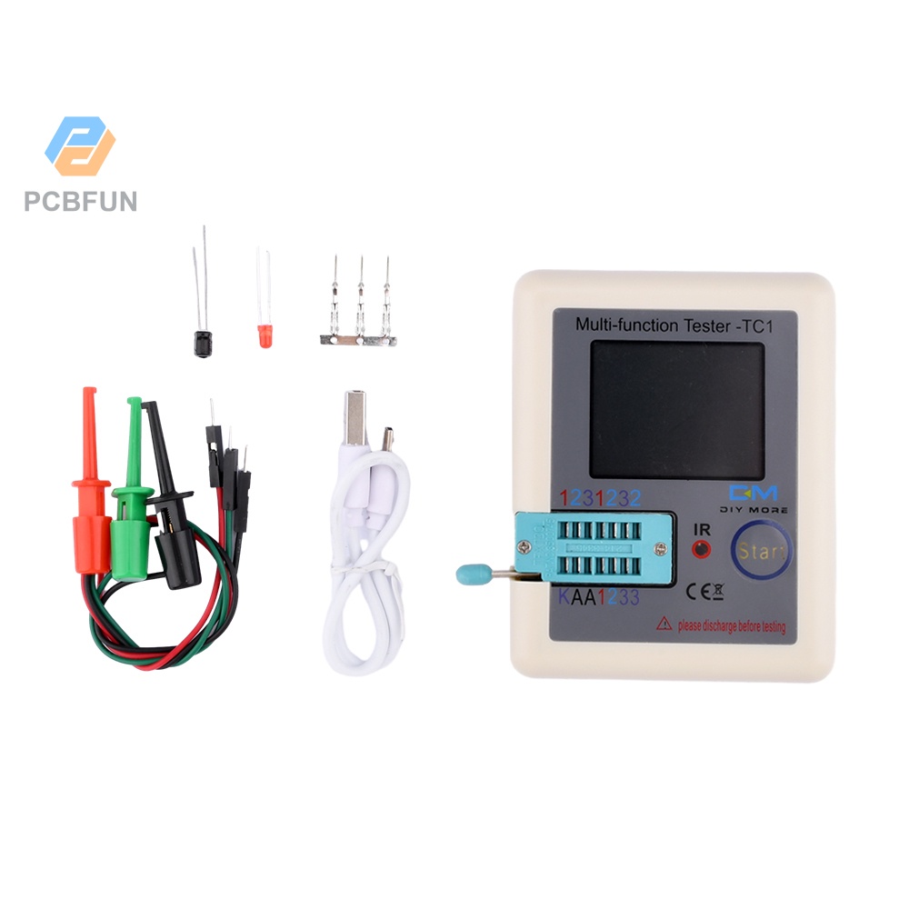 Pcbfun Lcr-tc1 เครื่องทดสอบทรานซิสเตอร์ Tft ไดโอด Triode Capacitance Meter Lcr Esr Npn Mosfet