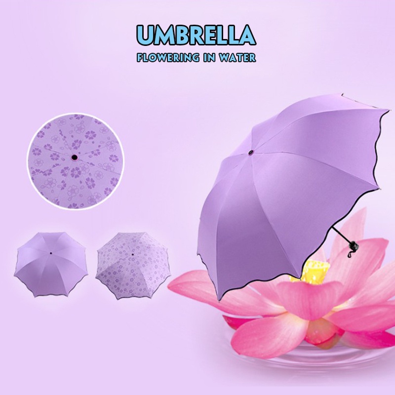 🔥ขายร้อน🔥ร่มกันฝน โดนน้ำเปลี่ยนลายดอกไม้ รุ่นผ้า2ชั้น☔ - รูปที่ 4