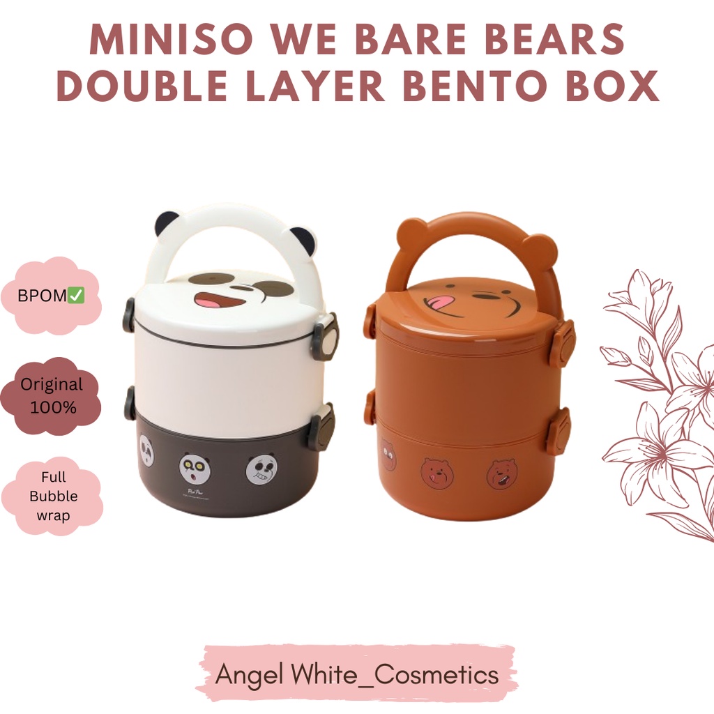 Miniso กล่องเบนโตะ แบบสองชั้น ลายหมี