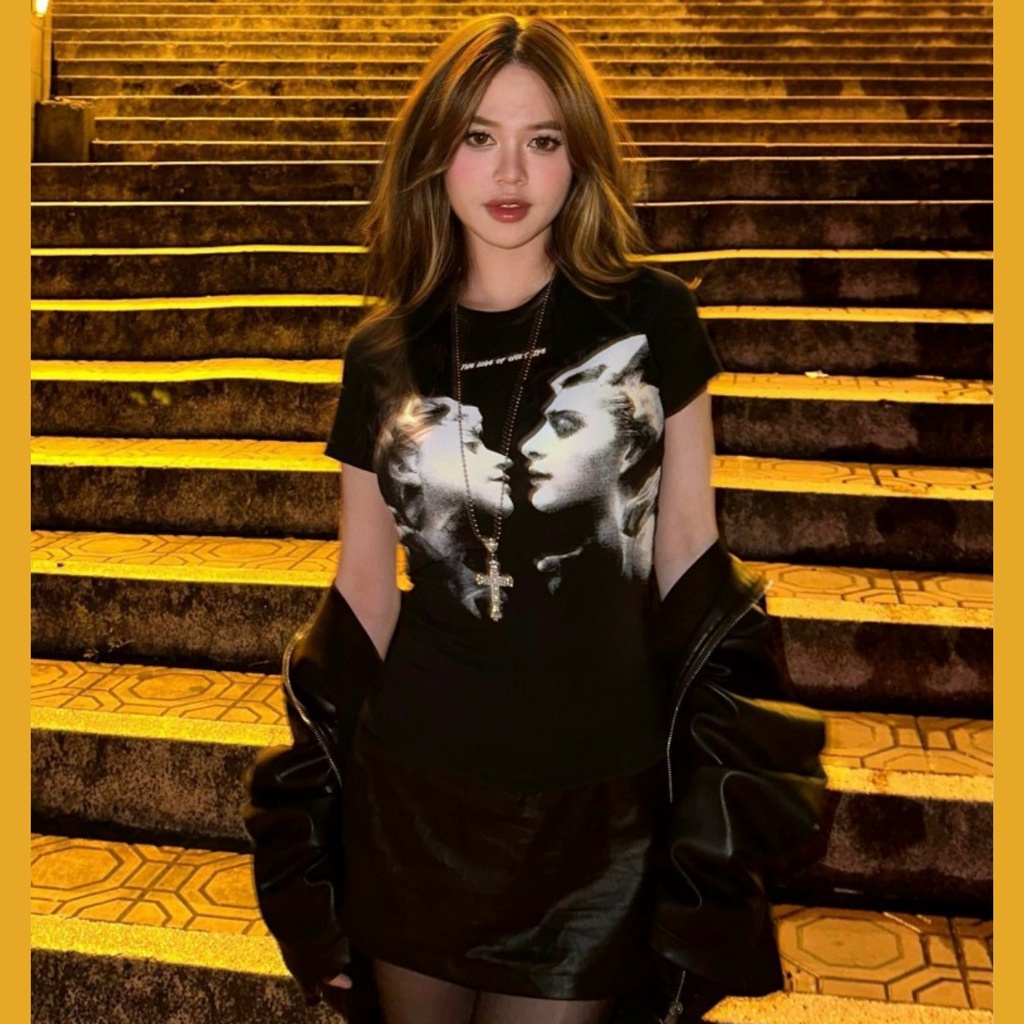 Baby Tee PINKSTORE29 พิมพ์หน้าคน 2 คน Ver 4 A5968