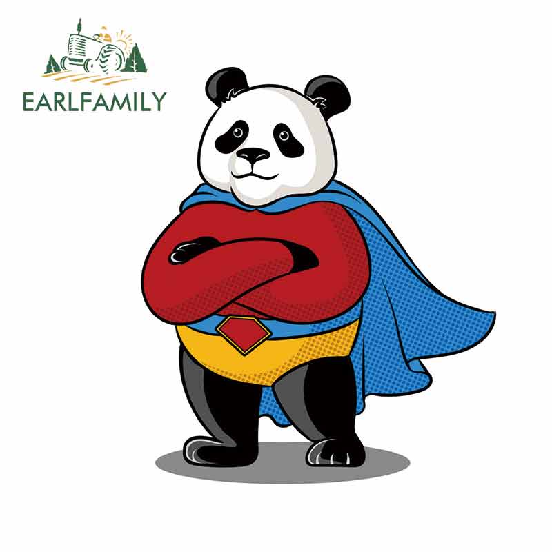 Earlfamily สติกเกอร์ไวนิล ลายแพนด้า Superhero Pop VAN กันน้ํา กันรอยขีดข่วน สําหรับติดตกแต่งกระจกมองหลังรถยนต์ รถบรรทุก ATV 13 ซม. x 11 ซม.