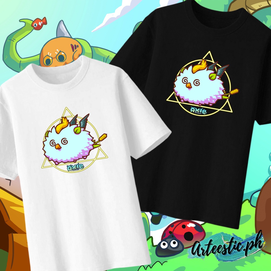 มีหลายสี เสื้อสาวอวบ เสื้อขาว AXIE INFINITY ART 1 ดีไซน์ เสื้อยืดผ้าฝ้าย Unisex คุณภาพสูง 7 สี ขนาดเ