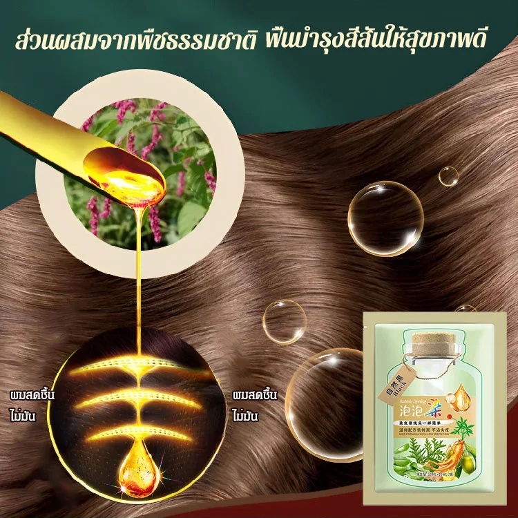 [🚀พร้อมสต็อก] ยาย้อมผมสูตรสารสกัดจากพืช แฮร์คัลเลอร์ แชมพูปิดผมขาวสีผมสูตรสกัดพืชอ่อนโยน คุ้มครองเส้นผมอย่างอ่อนโยน - รูปที่ 2