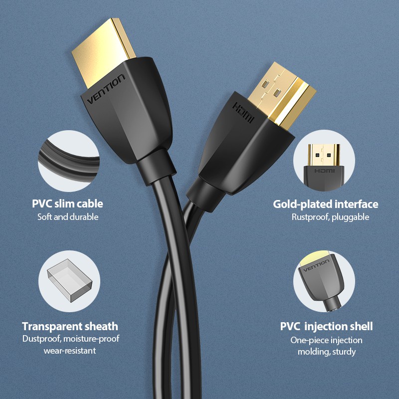 Vention สาย HDMI 2.0 สาย Super Slim HDMI รองรับสายต่อ HDMI 4K 60Hz 3D