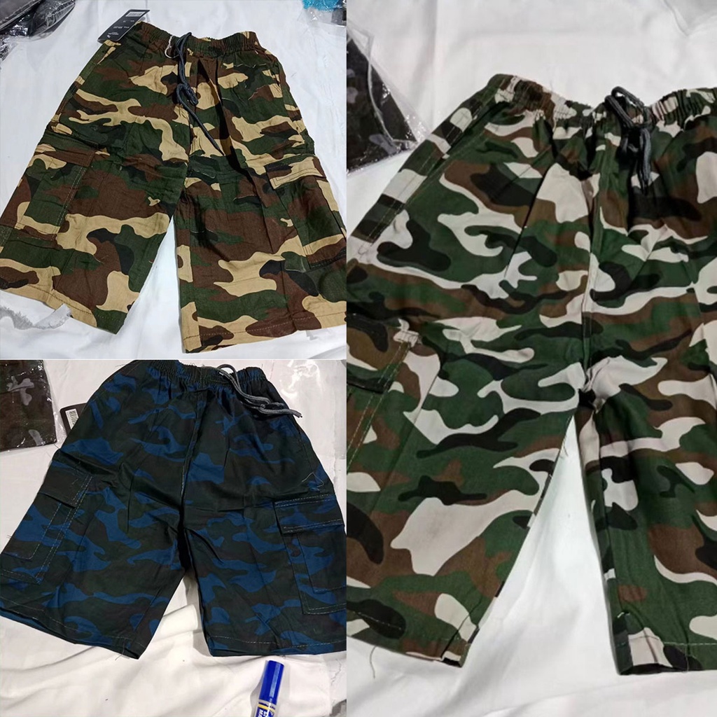 พร้อมส่ง กางเกงขาสั้นเด็กชาย ลายทหาร เนื้อผ้าคอตตอนนิ่ม