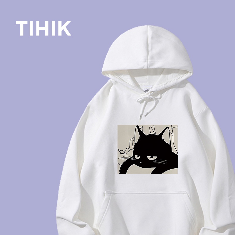 (จัดส่งตลอด 24 ชั่วโมง) TIHIK เสื้อฮู้ดผู้หญิง น่ารัก ทรงหลวม พิมพ์ลาย แฟชั่นสไตล์เกาหลี ฮู้ดแขนยาว #T0791
